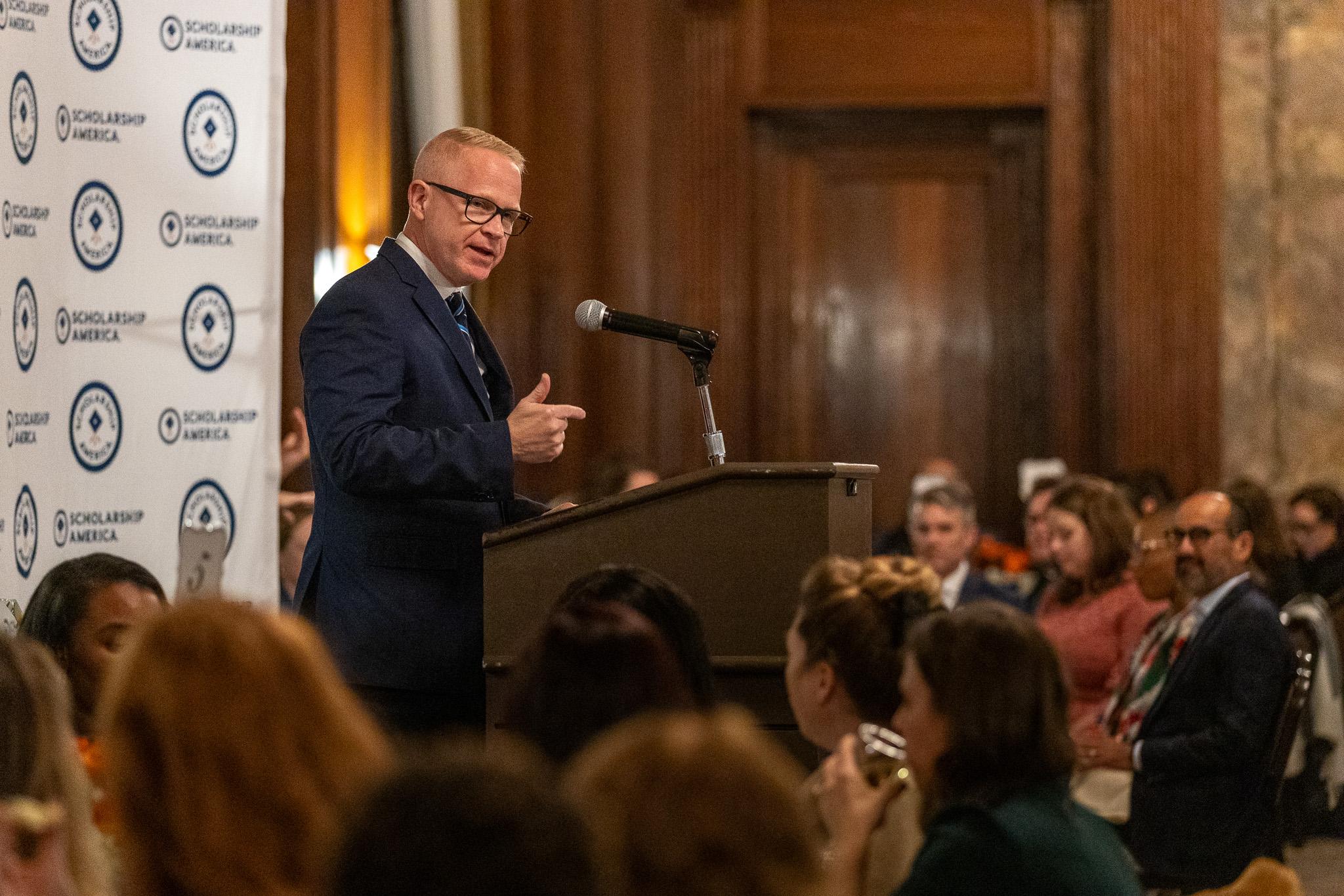 Scholarship America CEO Mike Nylund addresses the Irving Innovation Awards