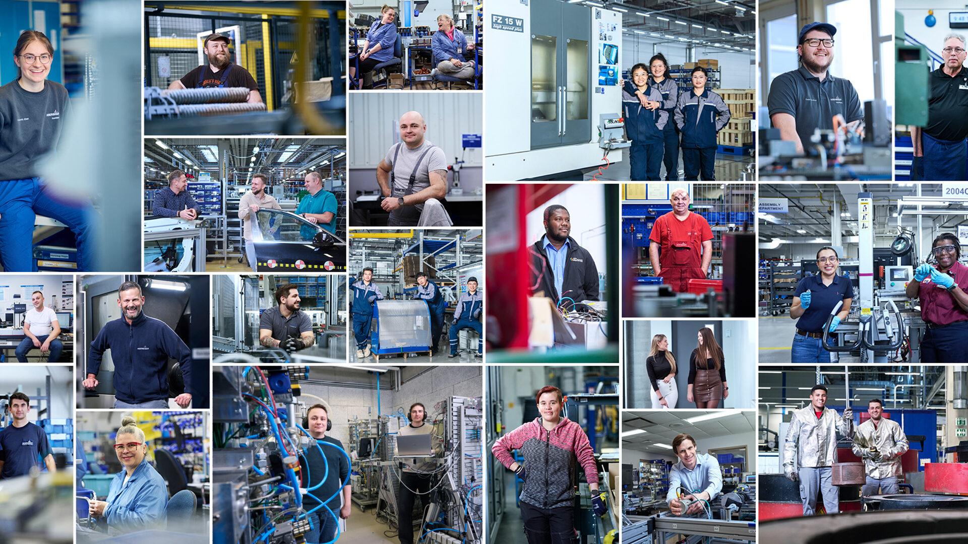 Photo montage of employees at Hoerbiger