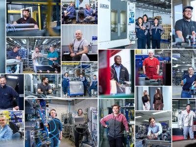 Photo montage of employees at Hoerbiger