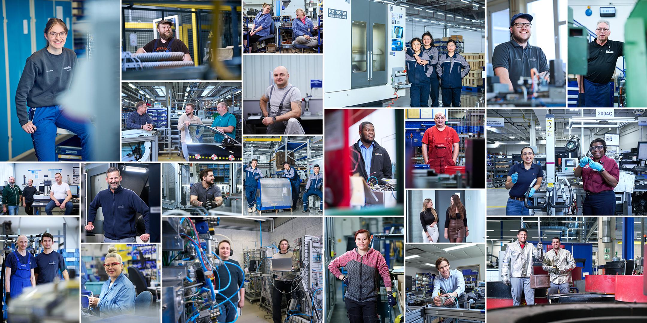 Photo montage of employees at Hoerbiger