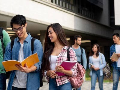students walking to class outside